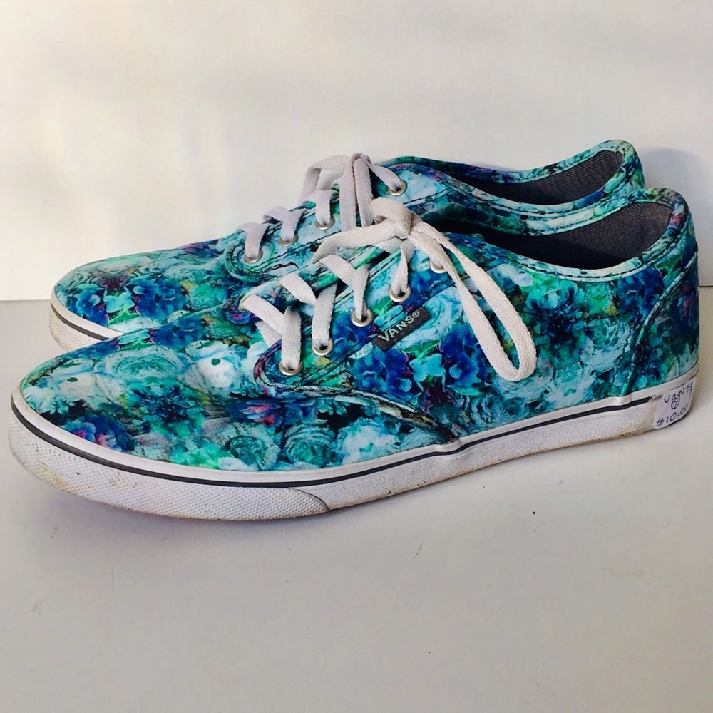 Vans Floral Green Blue Sneakers Casual Shoes 7
